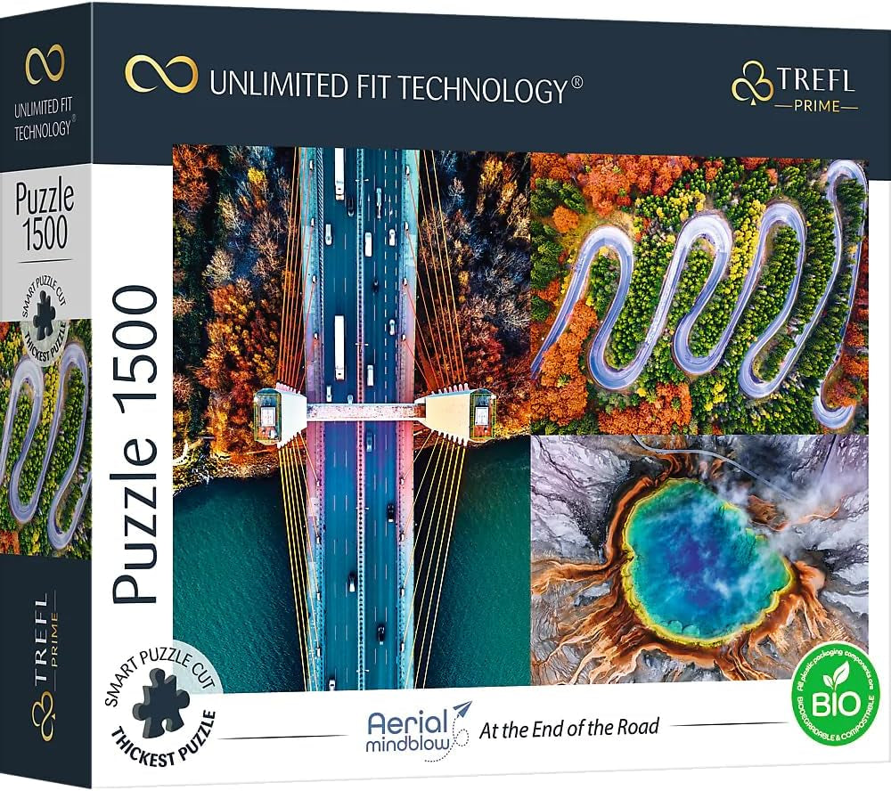 Trefl 26196 1500 elemente, carton cel mai gros, organic, ECO, Italia, apus de soare, divertisment pentru adulți și copii de la 12 ani, Uft-Puzzle Romantic Sunset: Vernazza, Liguria, Italia Puzzle Naty Shop Uft - Puzzle Aerial Mindblow: La capătul drumului 1500