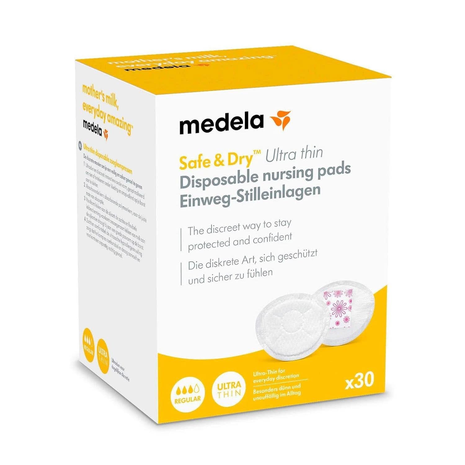 MEDELA Safe & Dry Einweg-Stilleinlagen, Ultradünn, Einzeln Verpackt, 30 Stück Accesorios Alimentación y Lactancia Bebe Naty Shop