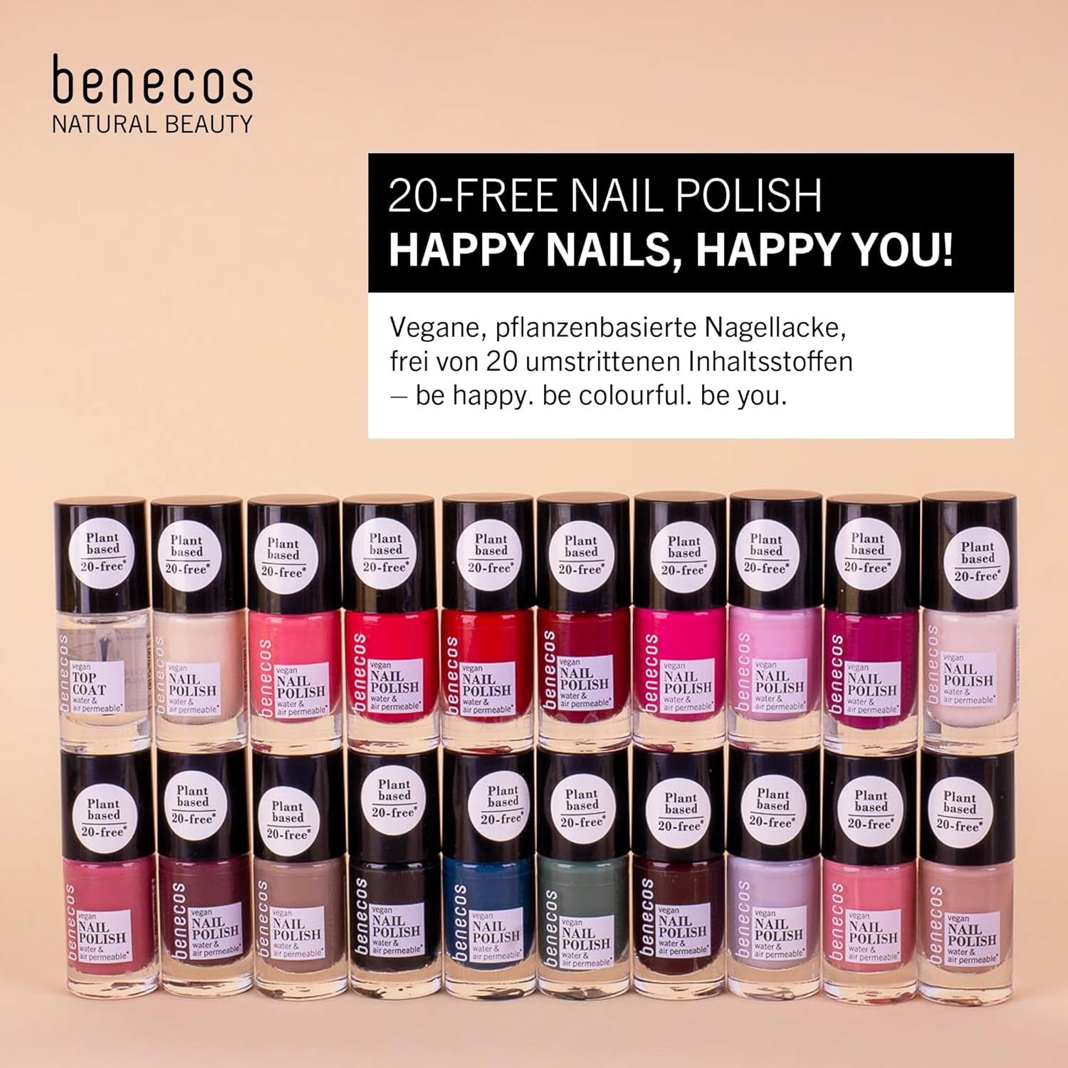 Benecos 20 Free Vegan Nail Polish Bubble Gum - esmalte de uñas de origen vegetal - de secado rápido y duradero - permeable al agua - enriquecido con biotina - 5ml