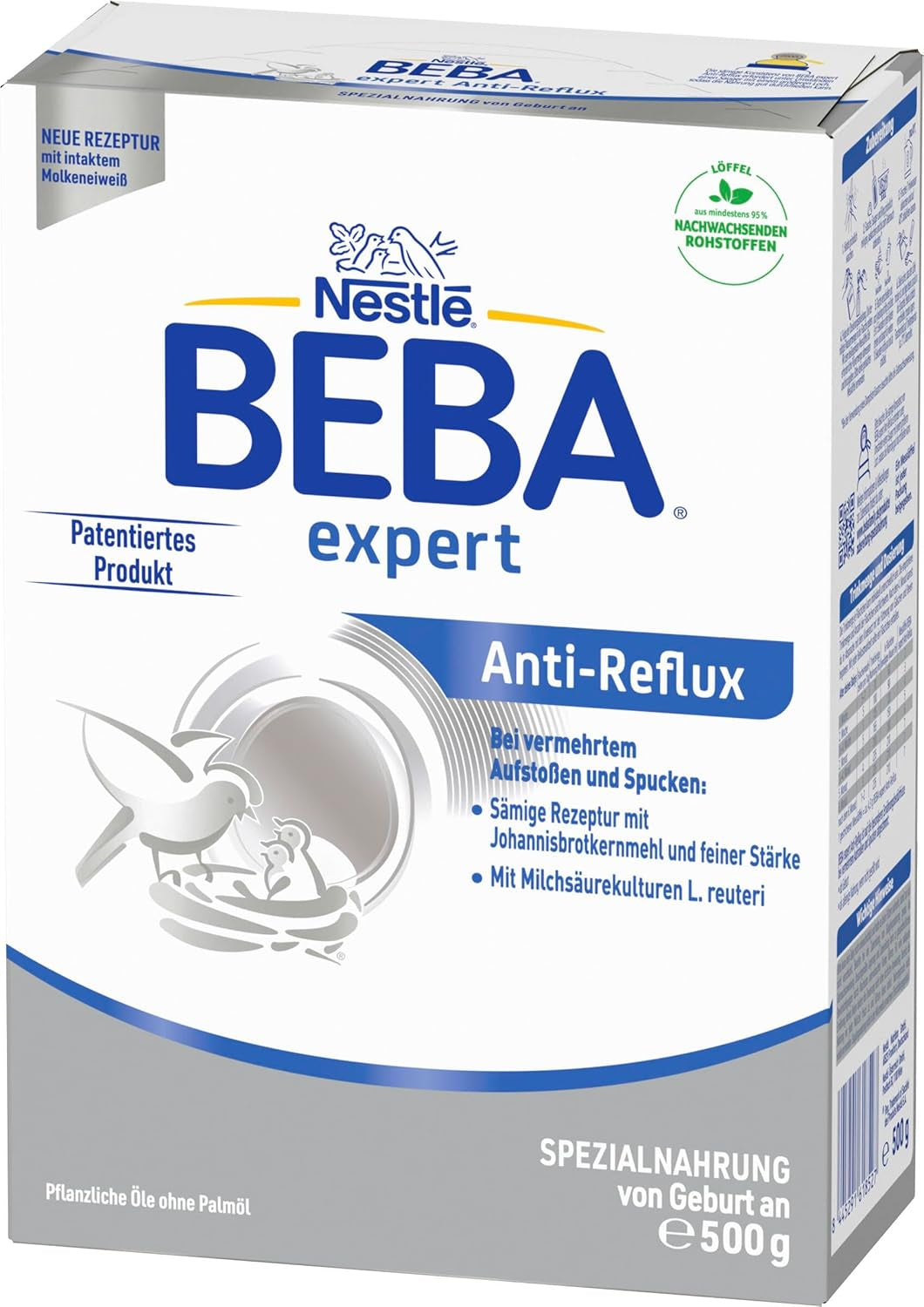 BEBA expert Anti-Reflux - AR Fórmula especial desde el nacimiento, para aumento de eructos y vómitos, papillas, leche en polvo para bebés, 1 paquete (1 x 500 g)