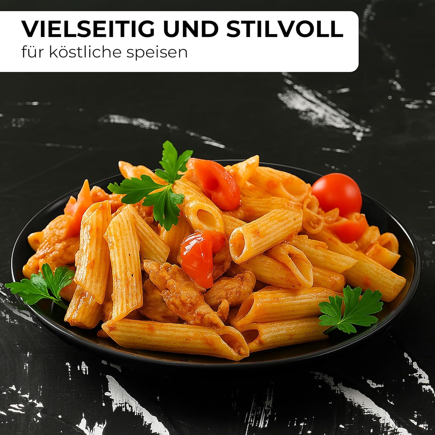 MIAMIO - Set de veselă/farfurii ceramice moderne, format din 6 piese, pentru 6 persoane - Colecția Palmanova (Negru, Farfurii mari (6x))