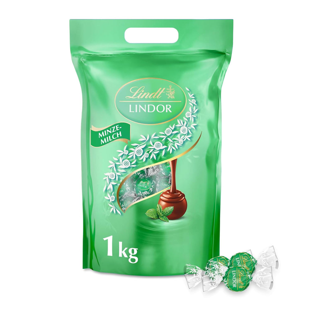 Lindt LINDOR Chocolate con Pistacho | Bolsa resellable de 1 kg | aprox. 80 bolas de chocolate con leche con relleno de crema de pistacho que se derrite en la boca | Paquete a granel, regalo de praliné