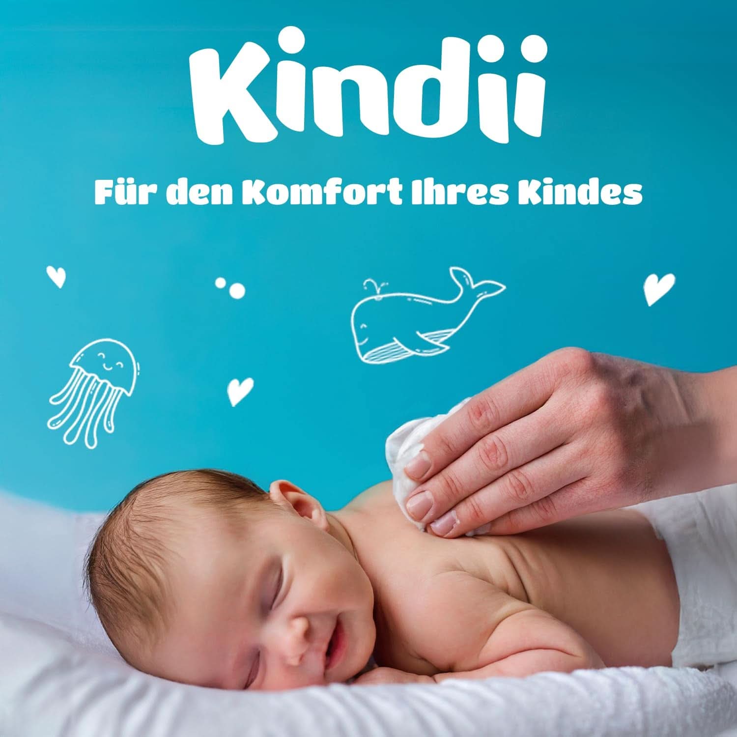 Tampoane Kindii Pure Baby - 100% bumbac - Tampoane pătrate mari pentru pielea sensibilă - Înlocuiește șervețele umede - Moale - Margini moi Servetele Umede Bebelusi Naty Shop
