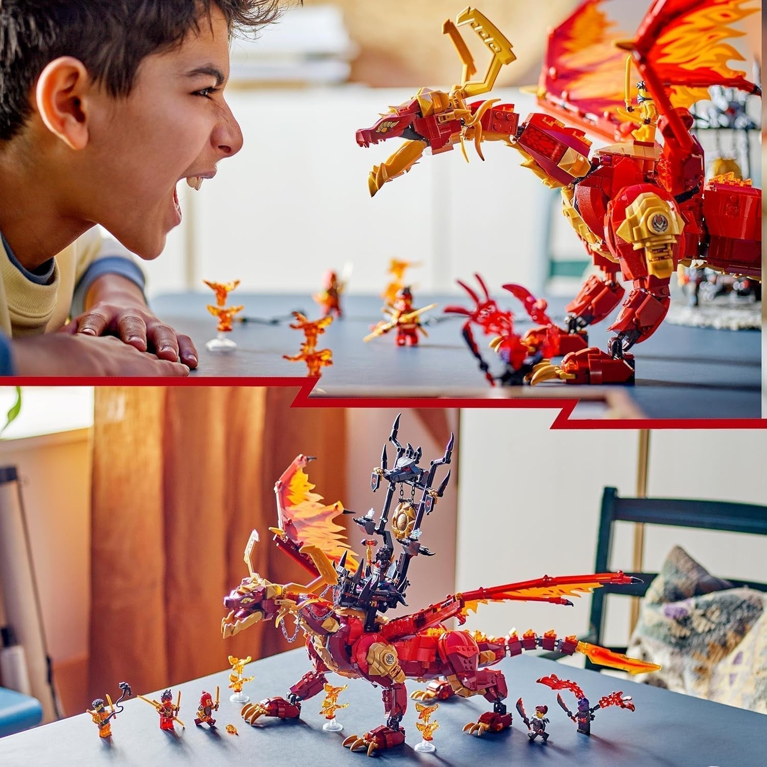 LEGO NINJAGO Dragonul de primăvară al mișcării, jucărie de aventură pentru copii, set de joacă Ninja cu 6 minifigurine, cadou de ziua de naștere pentru băieți și fete începând cu vârsta de 12 ani, set de joacă Fantasy 71822 Seturi de constructie Besuche den LEGO-Store