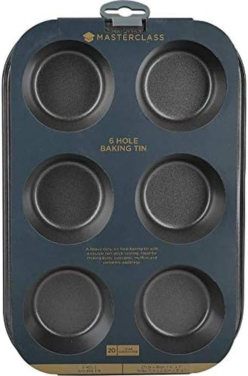 Masterclass 6-Loch-Muffinblech Mit PTFE-, PFOA- Und Bpa-Freiem Antihaftbeschichtung, Robustes 1Mm Dickes Karbonstahlblech, 27 X 18Cm Moldes y bandejas para cupcakes con forma de cupcakes Naty Shop