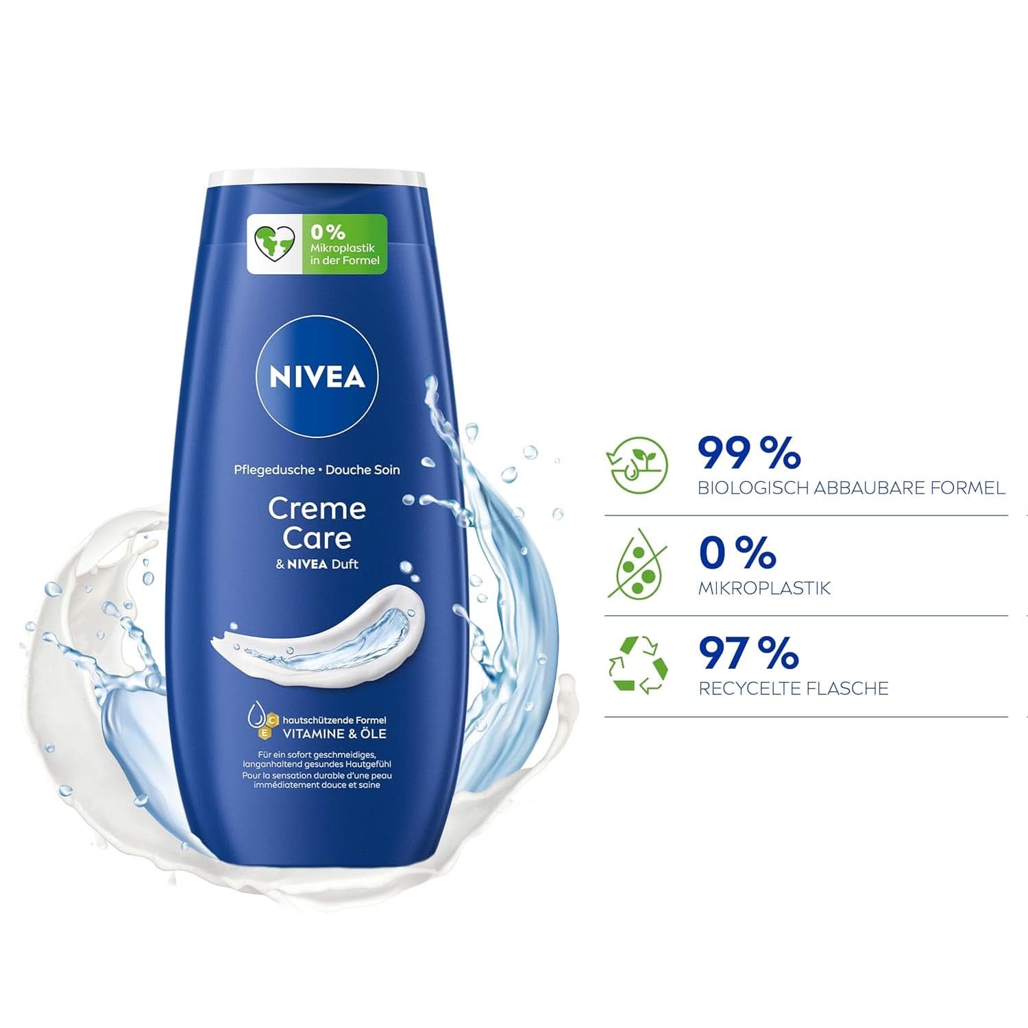NIVEA Creme Care, gel de ducha con vitaminas y aceites esenciales, 250 ml Ducha y baño Naty Shop