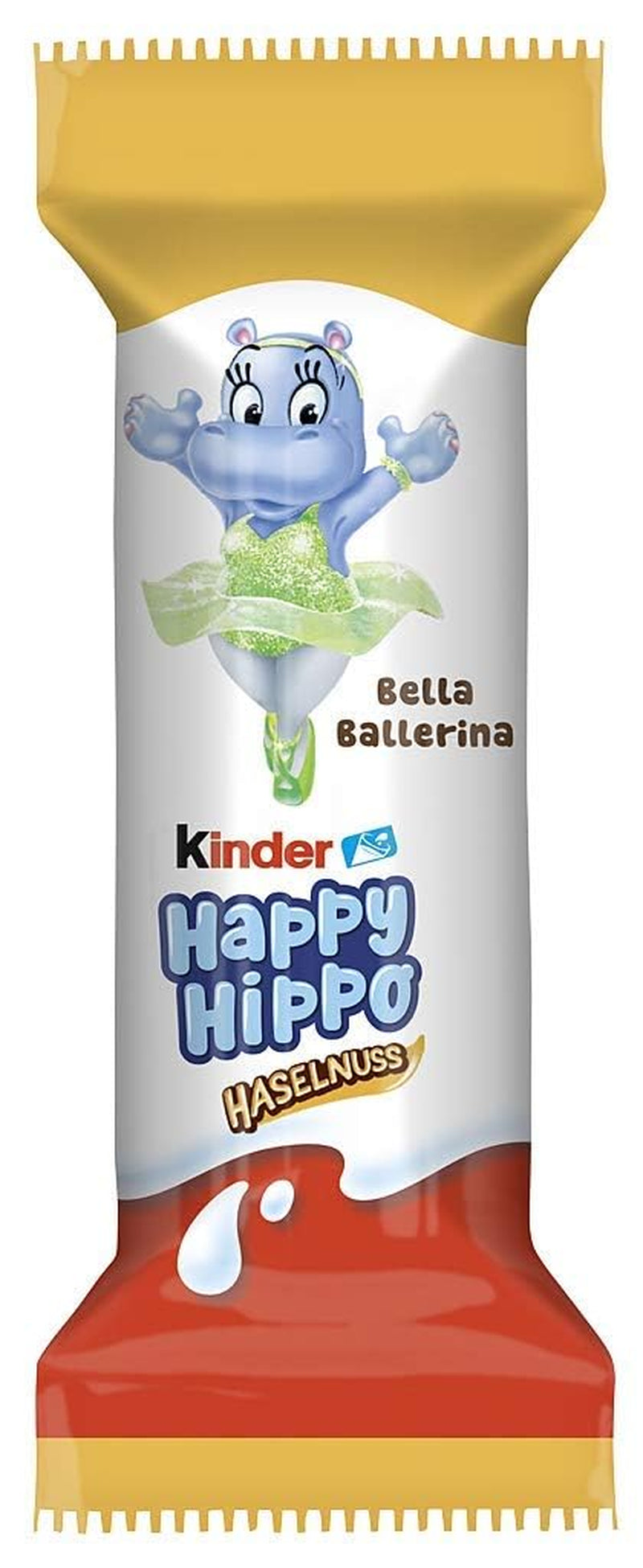 Kinder Happy Hippo Avellana - Obleas Crujientes Especiales con Leche y Crema de Avellanas - Dulces de Carnaval y Mardi Gras - 1 paquete que contiene 5 barritas individuales de 20,7g cada una