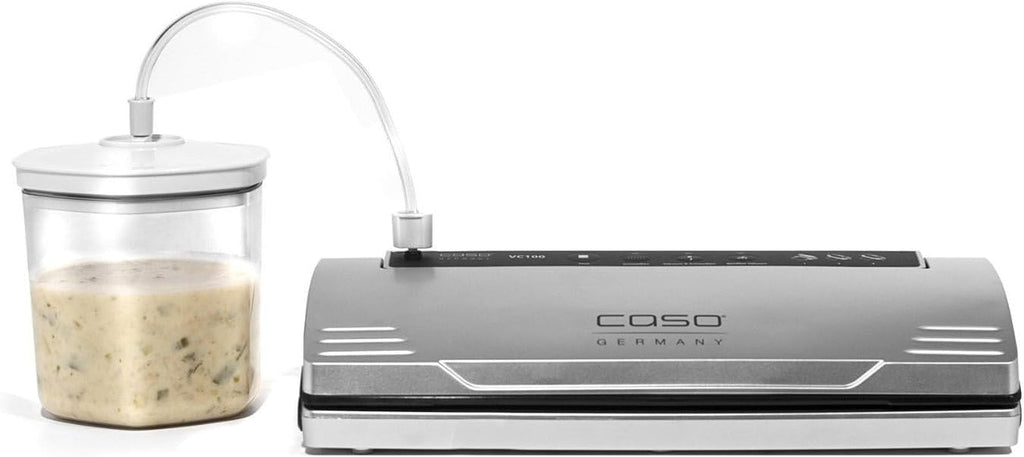 Set de recipiente de vid CASO, recipient rezistent la rupere și la spălarea vaselor, 3 recipiente de vid pentru alimente sensibile la presiune și lichide, potrivite pentru toate sigilatoarele de vid CASO cu conexiune pentru furtun, stivuibile Cutii depozitare alimente Naty Shop