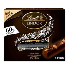Chocolate Lindt | Sticks LINDOR 60% Cacao | 100g | 4 tabletas de chocolate con chocolate negro 60% cacao y relleno derretido en la boca | Barra de chocolate