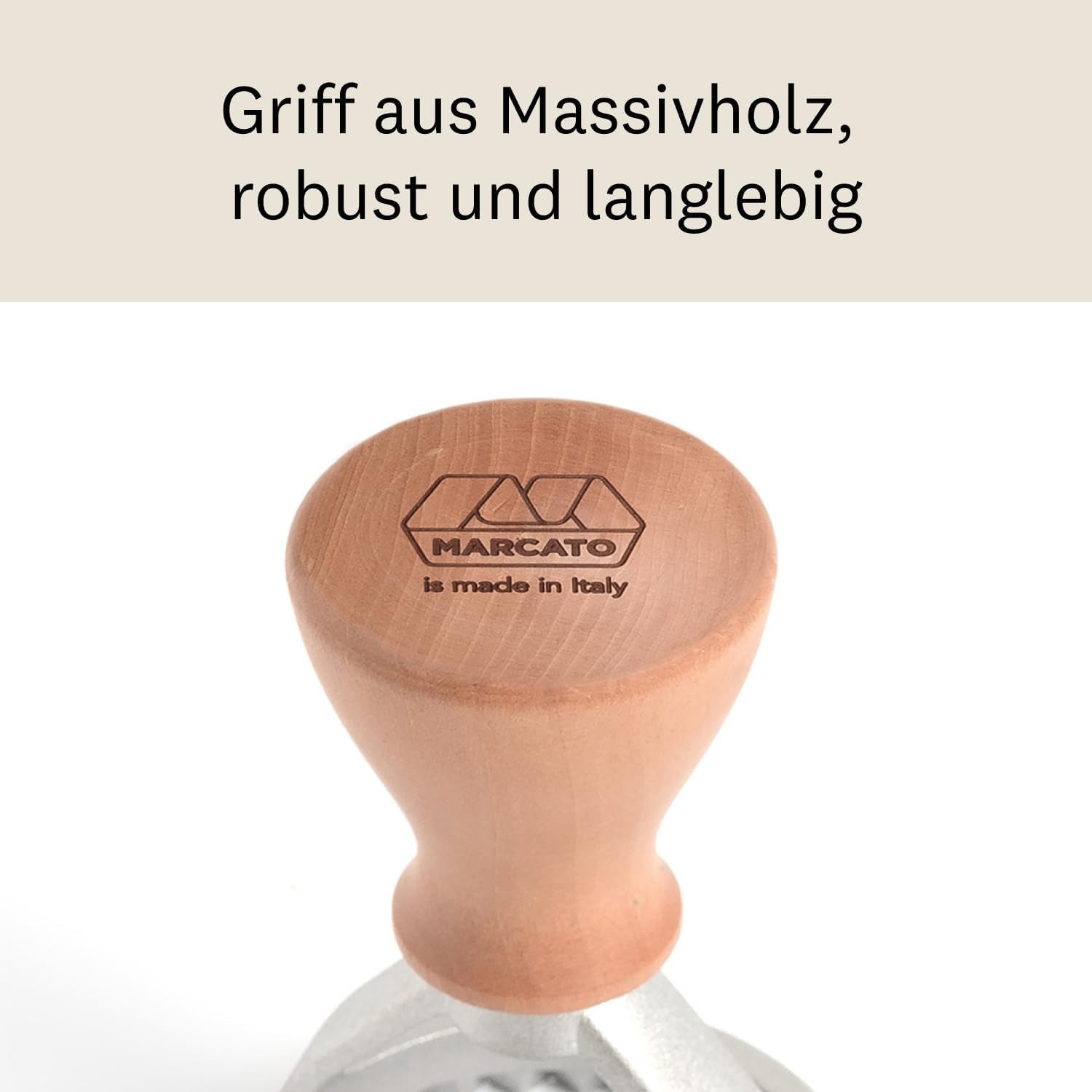 MARCATO Formă de ravioli și fursecuri, Aparat de ravioli, Forme de fursecuri, Lemn masiv și aluminiu turnat, Fabricat în Italia, Ștampilă rotundă de 58 mm