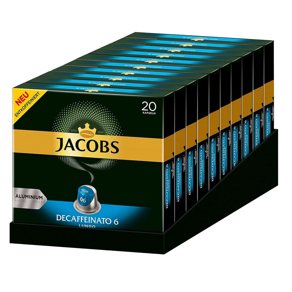 Kaffeekapseln Espresso Ristretto, Intensität 12 von 12, 10 x 20 Getränke & Kaffeekapseln Lungo Decaffeinato- Intensität 6- 200 Nespresso kompatible Kapseln, 10er Pack, 10 x 20 Getränke