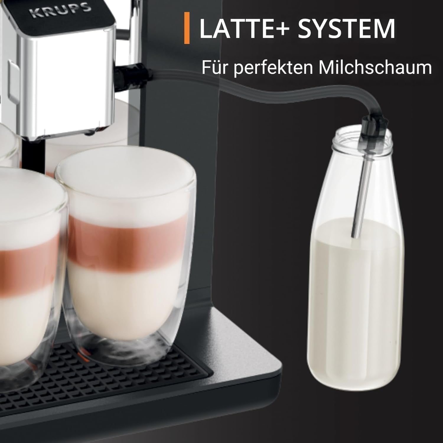 Espressor automat KRUPS Evidence One cu furtun pentru lapte, cappuccino cu o singură atingere, 12 specialități de băuturi, funcție pentru 2 cești, afișaj color, espressor, certificat TÜV, negru, EA895N10