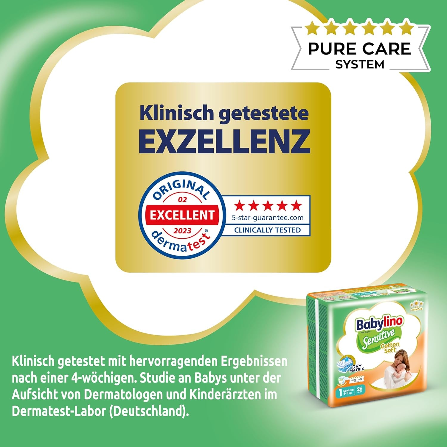 Pañales para bebés sensibles, talla 1, recién nacido (2-5 kg), 26 piezas