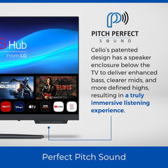 Televizor inteligent Cello C2224WSH de 22 de inci, fără ramă, alimentat de la rețea, LG WebOS, Freeview Play, FreeSat, Bluetooth, difuzoare Pitch Perfect, ideal pentru bucătărie, dormitor sau camere mici