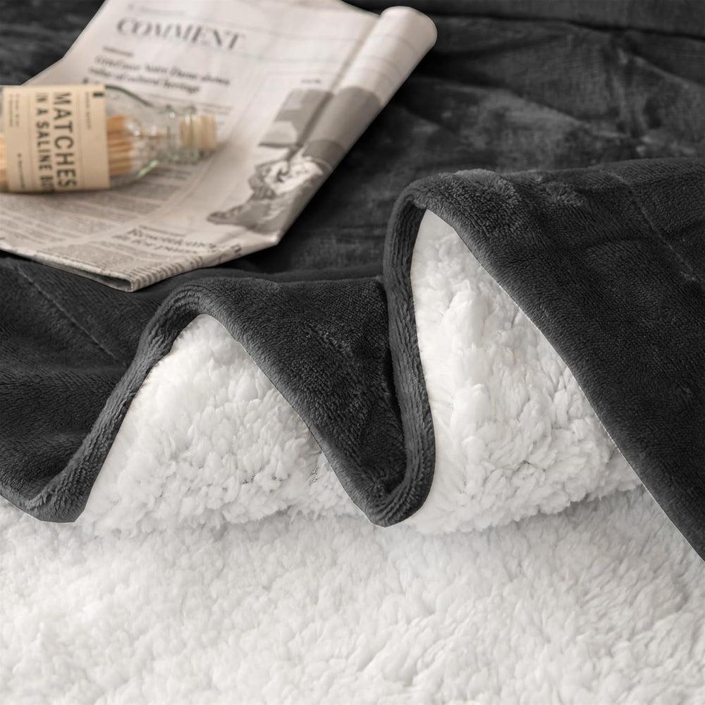 Manta Acogedora 150X200Cm Manta De Lana Negra Manta Living Sherpa Sofá Manta para Sofá Cálido Invierno Suave (Negro, 150X200Cm) Good Nite Beds and Blankets