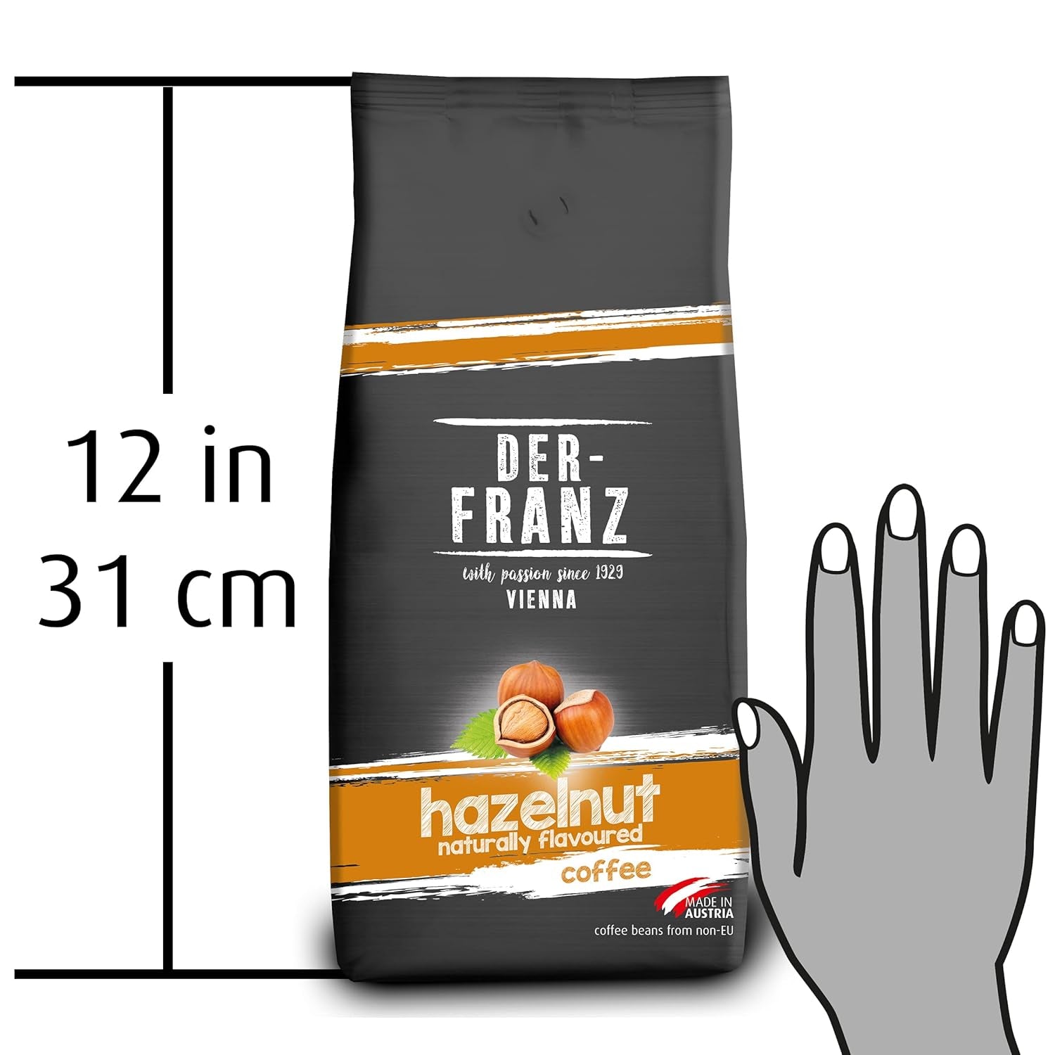 Der-Franz Kaffee, Mischung aus Arabica und Robusta, geröstet, ganze Bohne aromatisiert mit natürlicher Haselnuss UTZ, 1000 g