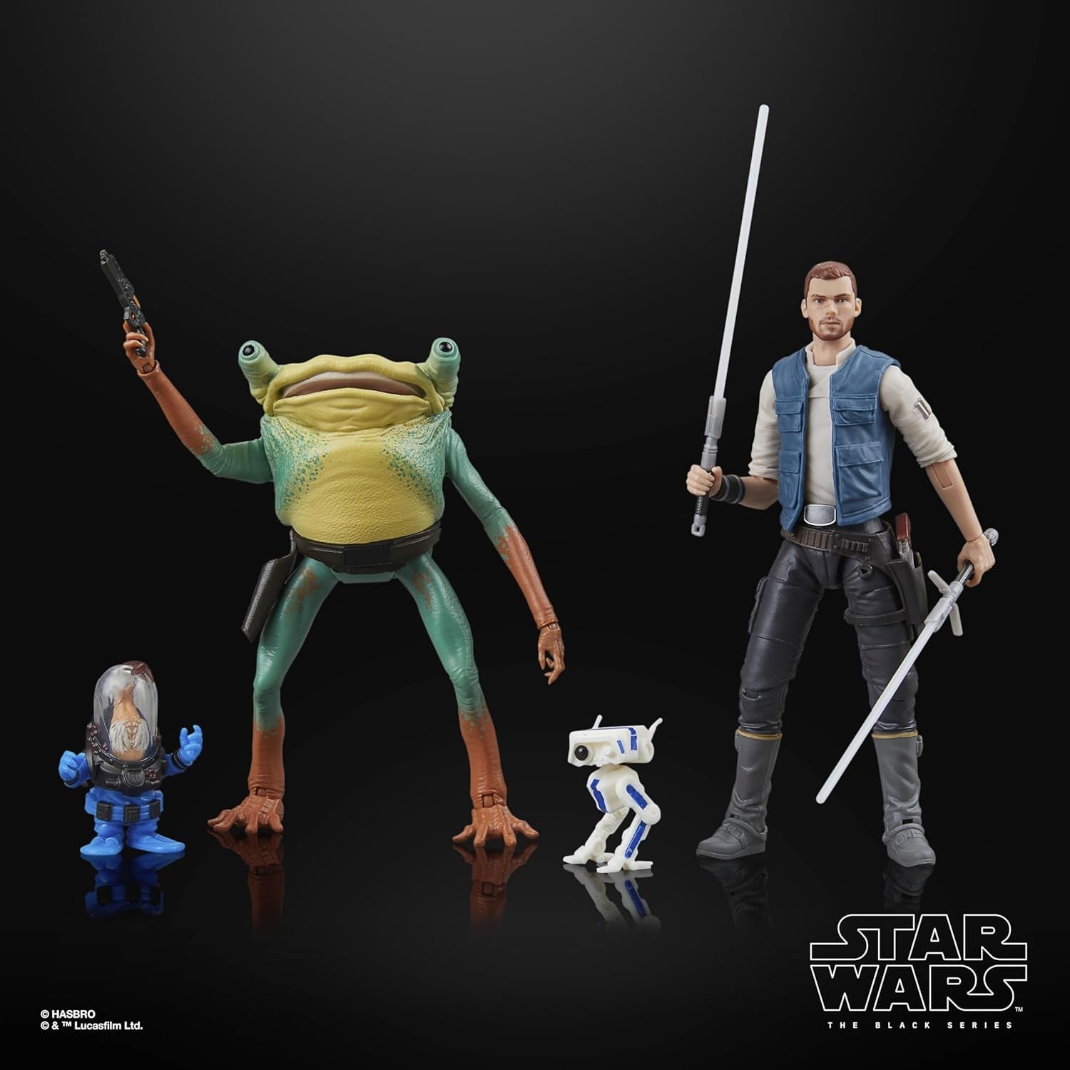 Star Wars Black Series Cal Kestis, Turgle & Skoova Stev, Star Wars Jedi: Survivor Figuras de acción coleccionables (escala 15 cm) Figuras de acción Naty Shop