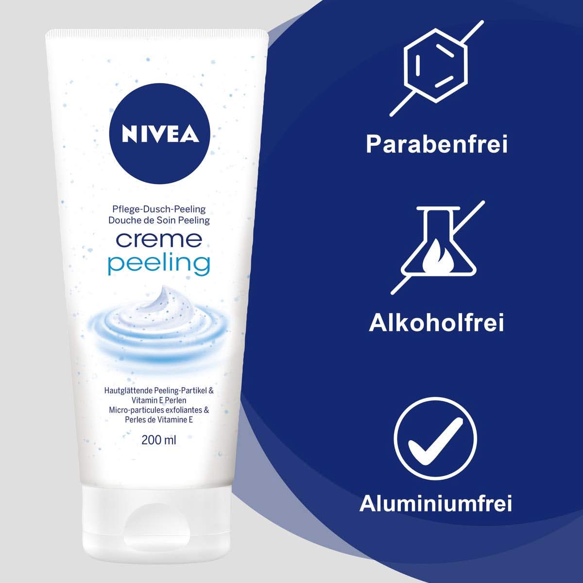 NIVEA Creme Peeling, exfoliant de corp hrănitor cu particule fine și vitamina E, 200 ml Duș și baie Naty Shop