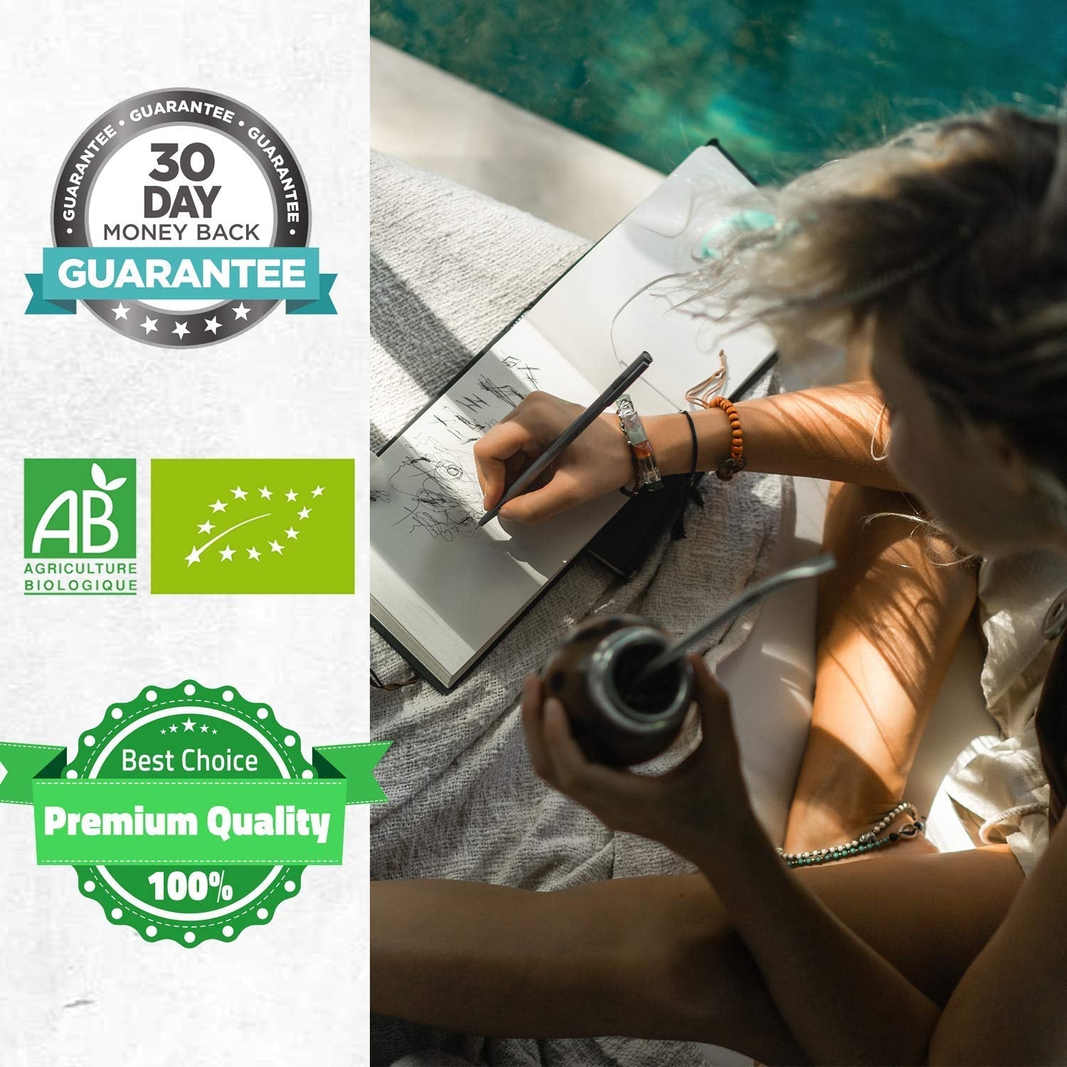 ORIGEENS BIO YERBA MATE TEA 200G - Originalul I Bio Yerba Mate neprăjită, frunze, fără tulpini, praf și firimituri I Băutură energizantă și detoxifiantă