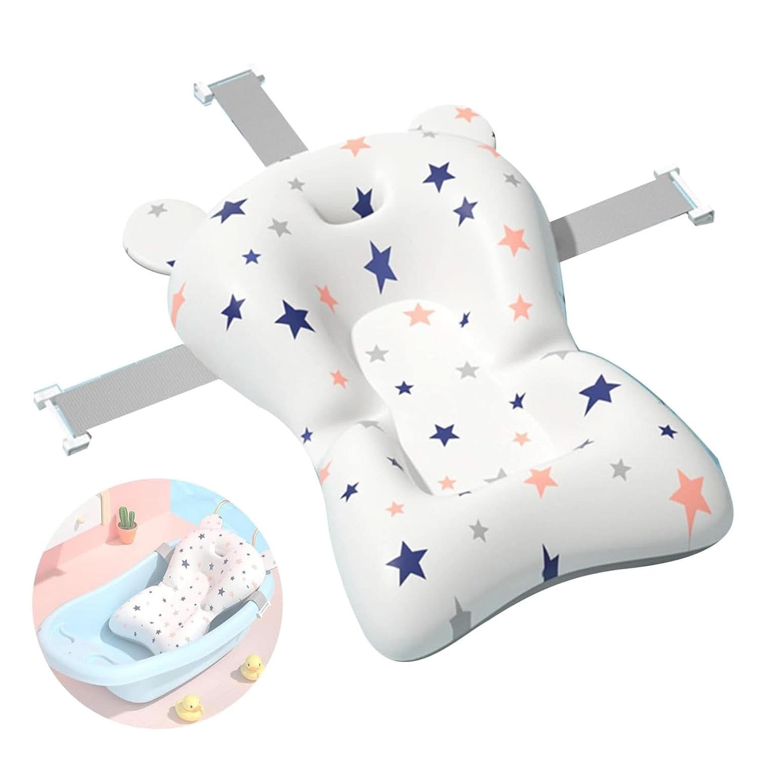 Almohada de apoyo para el baño del bebé, antideslizante, suave, de secado rápido, ajustable, para madre y bebé, Naty Shop, cielo estrellado