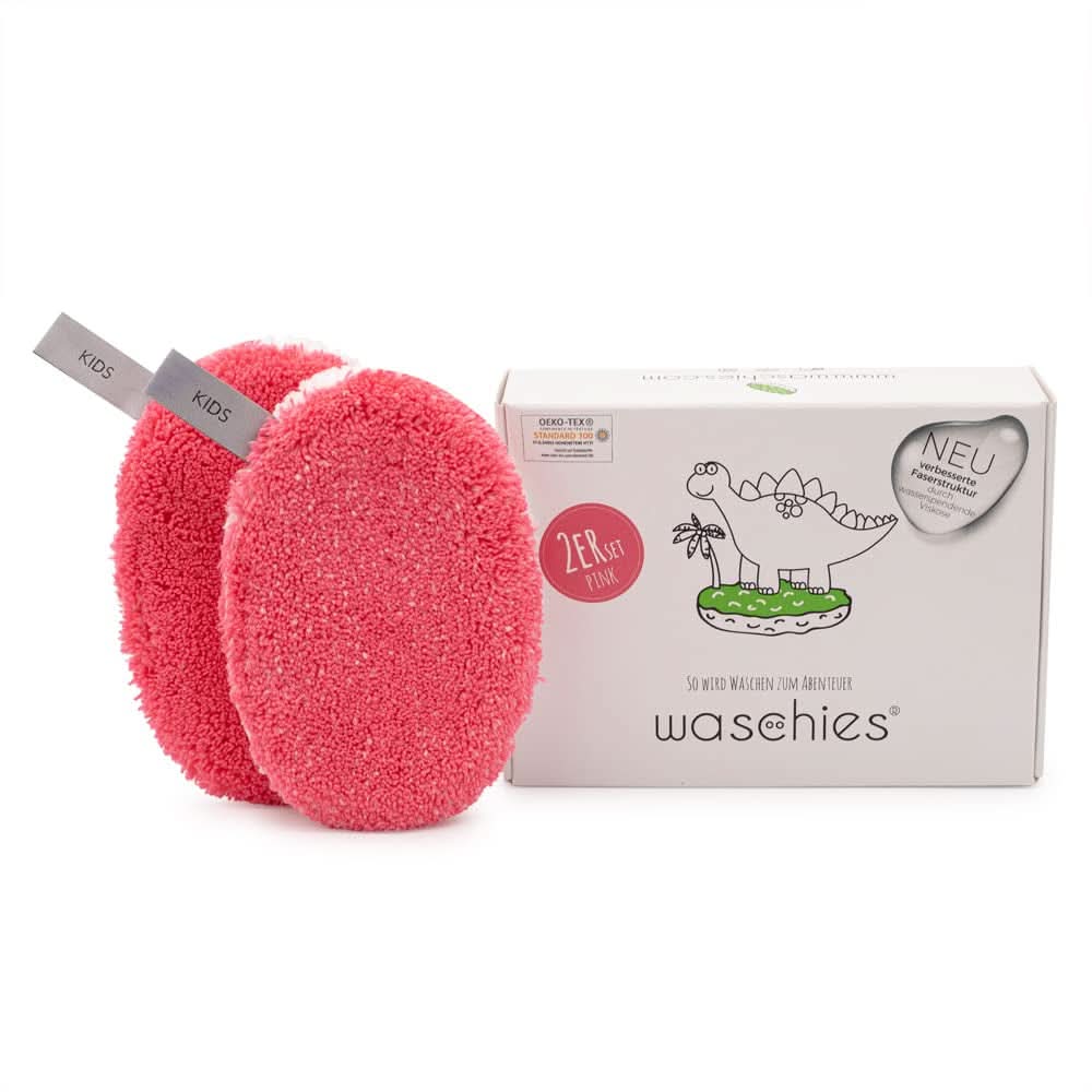 Waschies KIDS toallitas lavamanos para bebés y niños, para limpieza solo con agua, reutilizables Madre e Hijo Naty Shop Rosa 2 piezas