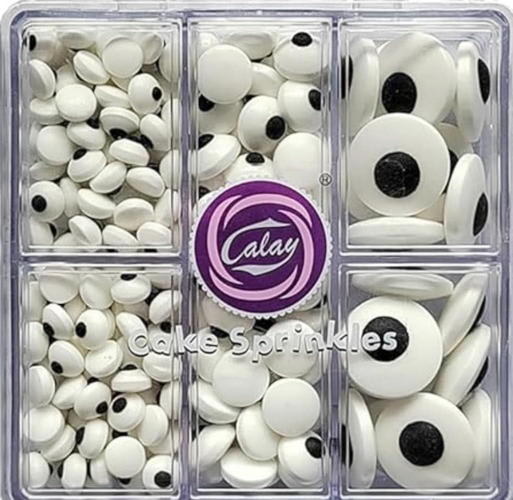 Adornos, caramelos y confites comestibles, para Halloween, 100 gramos Sprinkles Naty Shop Eyes, blanco