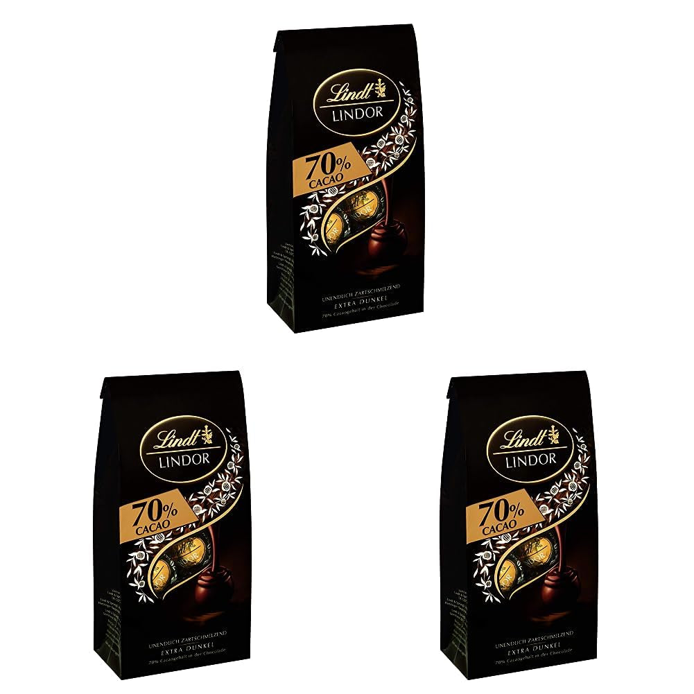 Bolitas de chocolate Lindor 70% cacao extra oscuro | Bolsa de 137g | Aprox. 10 bolas de fino chocolate negro con relleno que se deshace en la boca | Regalo de chocolate | regalo de chocolate