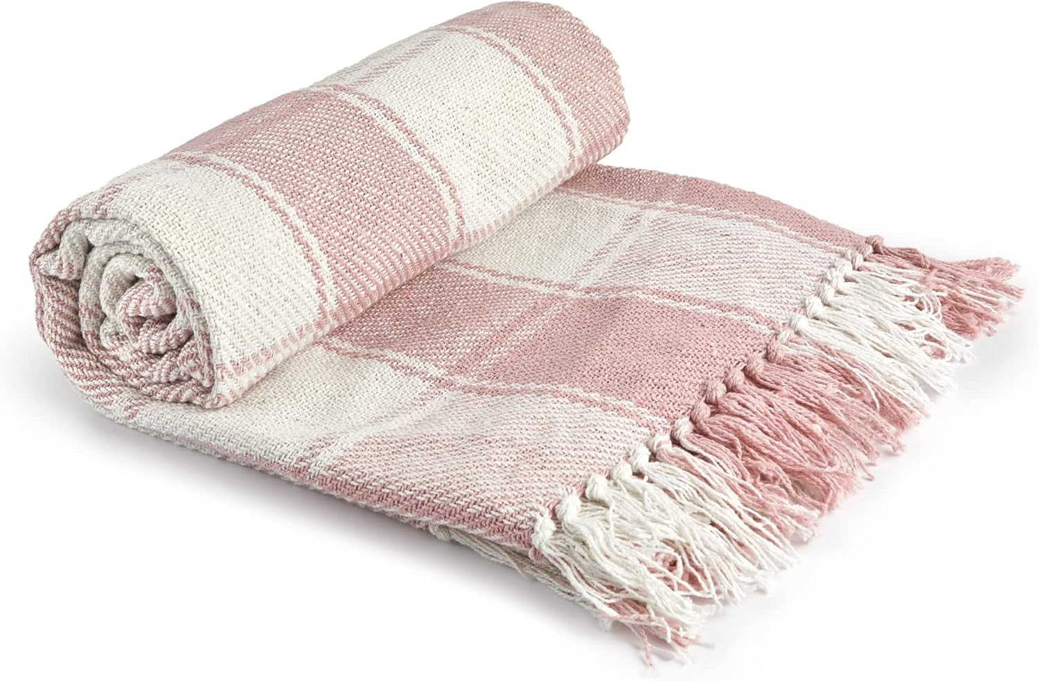 Frisco throw, Bumbac reciclat, Tradițional, Cu carouri, Pentru scaun, canapea, canapea, arunca, pătură, Antracit, 127 X 152 Cm Paturi si Cuverturi Emma Barclay Blush roz 90X100" (228X254Cm)