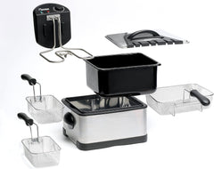 Freidora de aceite Bestron XL Con 3 cestos para freír, Incluye tecnología de zona fría y depósito de aceite extraíble, 4 litros, 2000 W Electrodomésticos Naty Shop