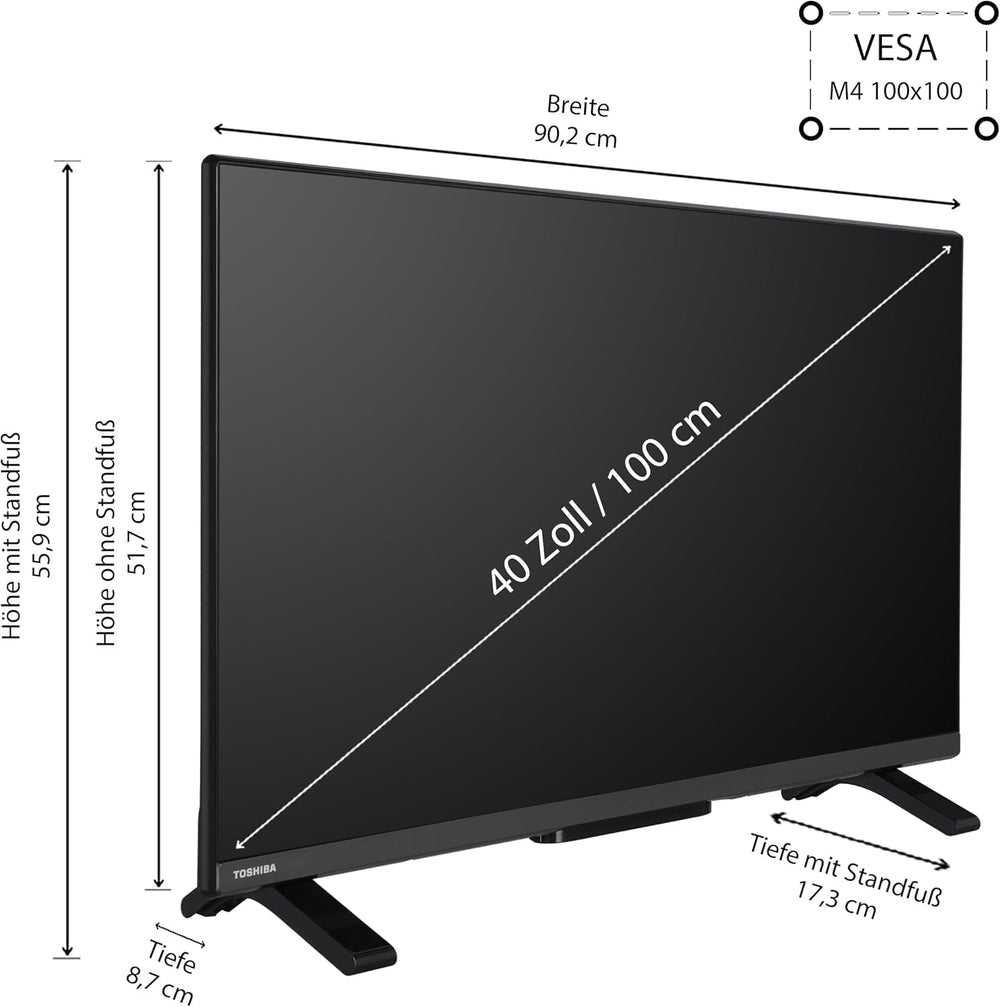 Televizor Toshiba 40LV2E63DAZ de 40 de inci/TV inteligent VIDAA (Full HD, HDR, tuner triplu, Bluetooth, Dolby Audio) [2024]