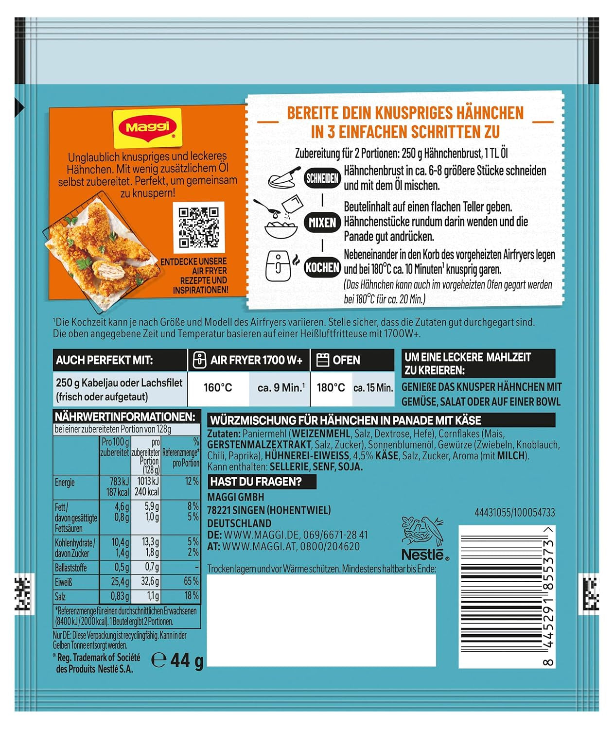 MAGGI Airfryer Knusper Hähnchen - Käse, paquete 1er (1 x 44g)