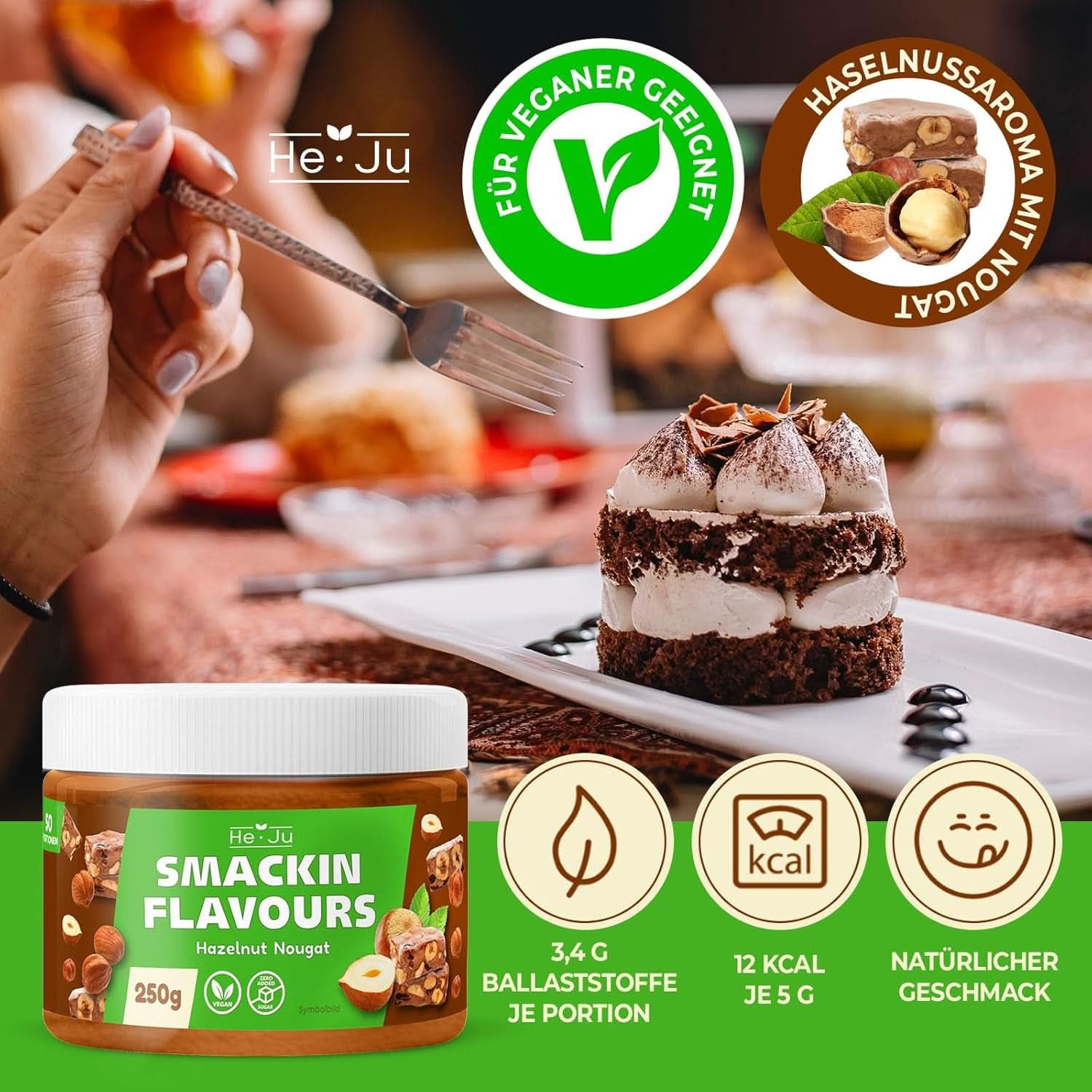 He-Ju Polvo con sabor a pan de jengibre y avellanas, 250 gramos Naty Shop Flavors