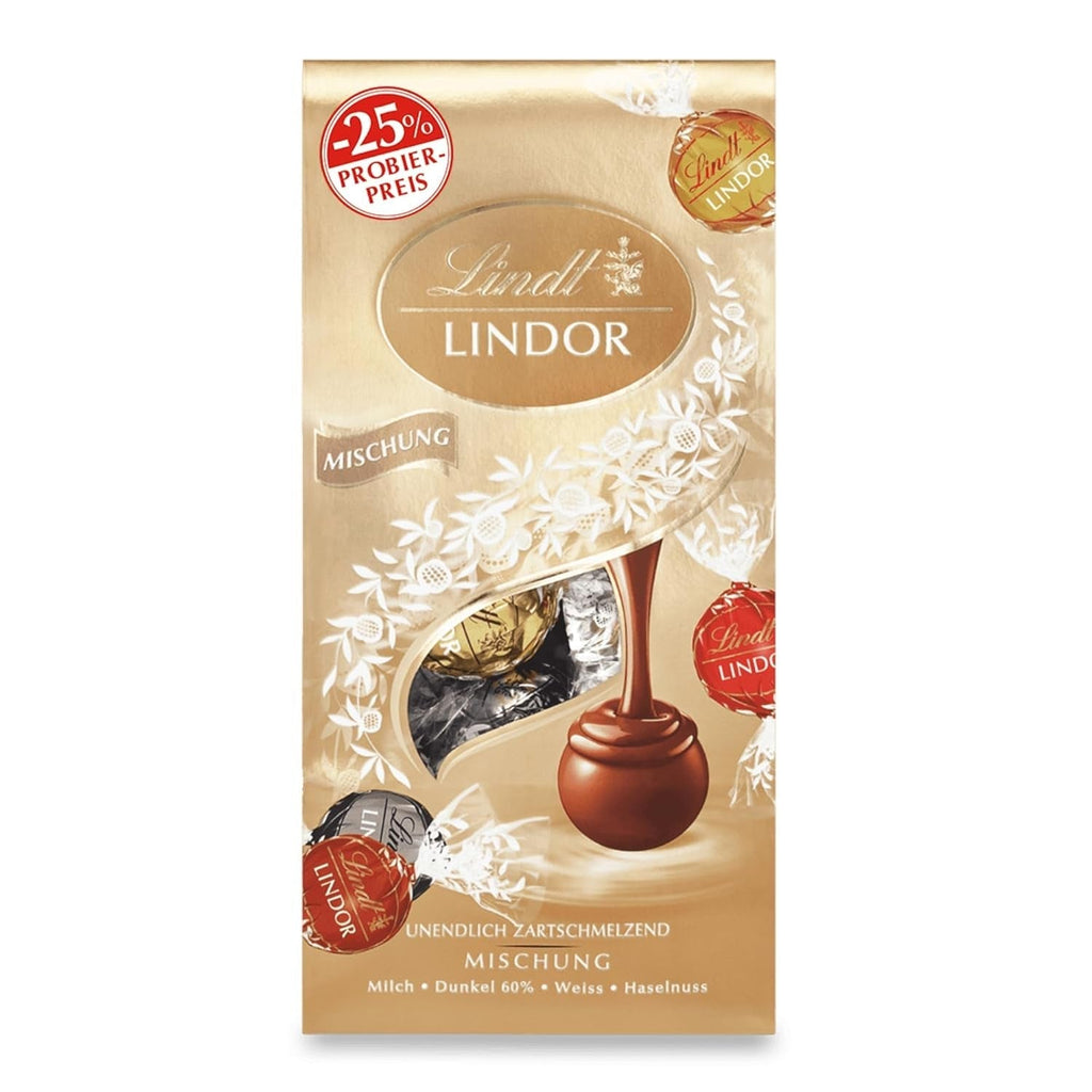 Lindt Chocolate LINDOR Double Chocolate Balls, Promoție | Pungă de 137 G Bomboane de Ciocolata Naty Shop Mix diferite arome