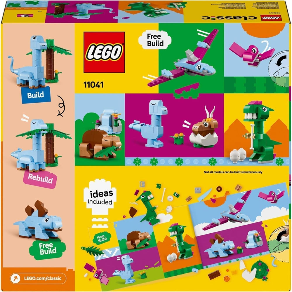LEGO Classic Set de construcción de dinosaurios creativos con modelos de animales y figuras hechas de ladrillos, experiencia de juego imaginativo, regalo para niños y niñas de 5 años, incluidos T.Rex y Triceratops 11041 Juegos de construcción Besuche den LEGO-Store