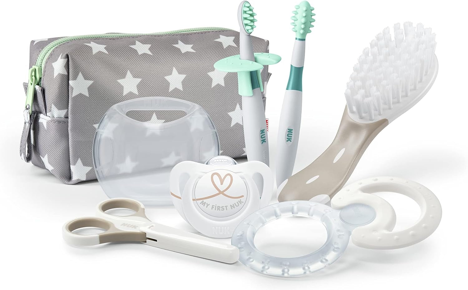 Set de bun venit NUK Baby Care | Kit perfect pentru nou-născuți | 7 produse NUK într-o pungă frumoasă | 7 piese