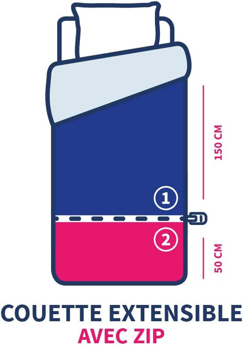 Edredón infantil Bleu Câlin 140X(150+50) Cm Especial para camas infantiles, edredón templado ampliable hasta 140X200 Cm, lavable a 95°, blanco Edredones y edredones Naty Shop