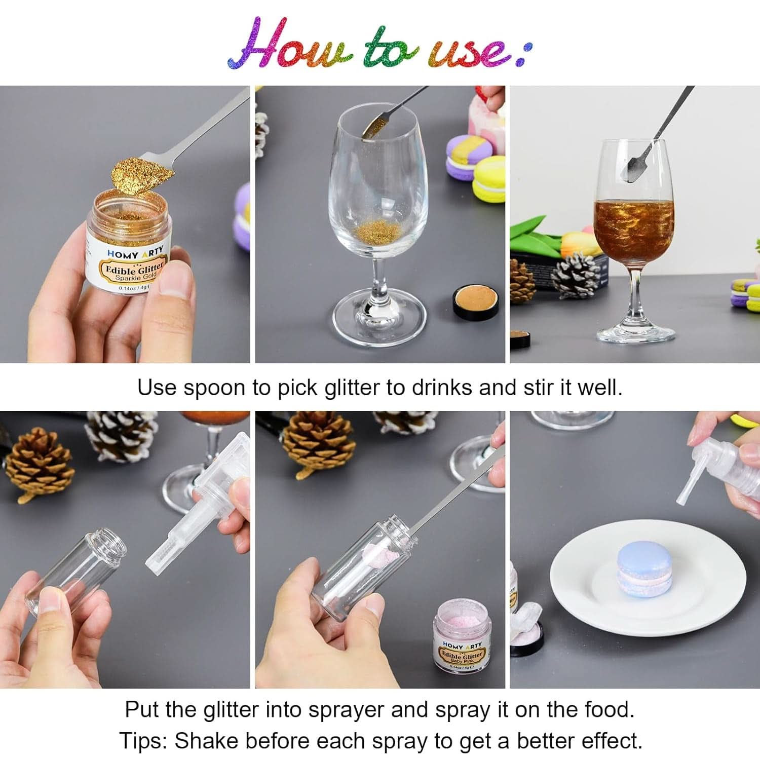 Purpurina comestible para bebidas, 4 gramos Glitter Naty Shop