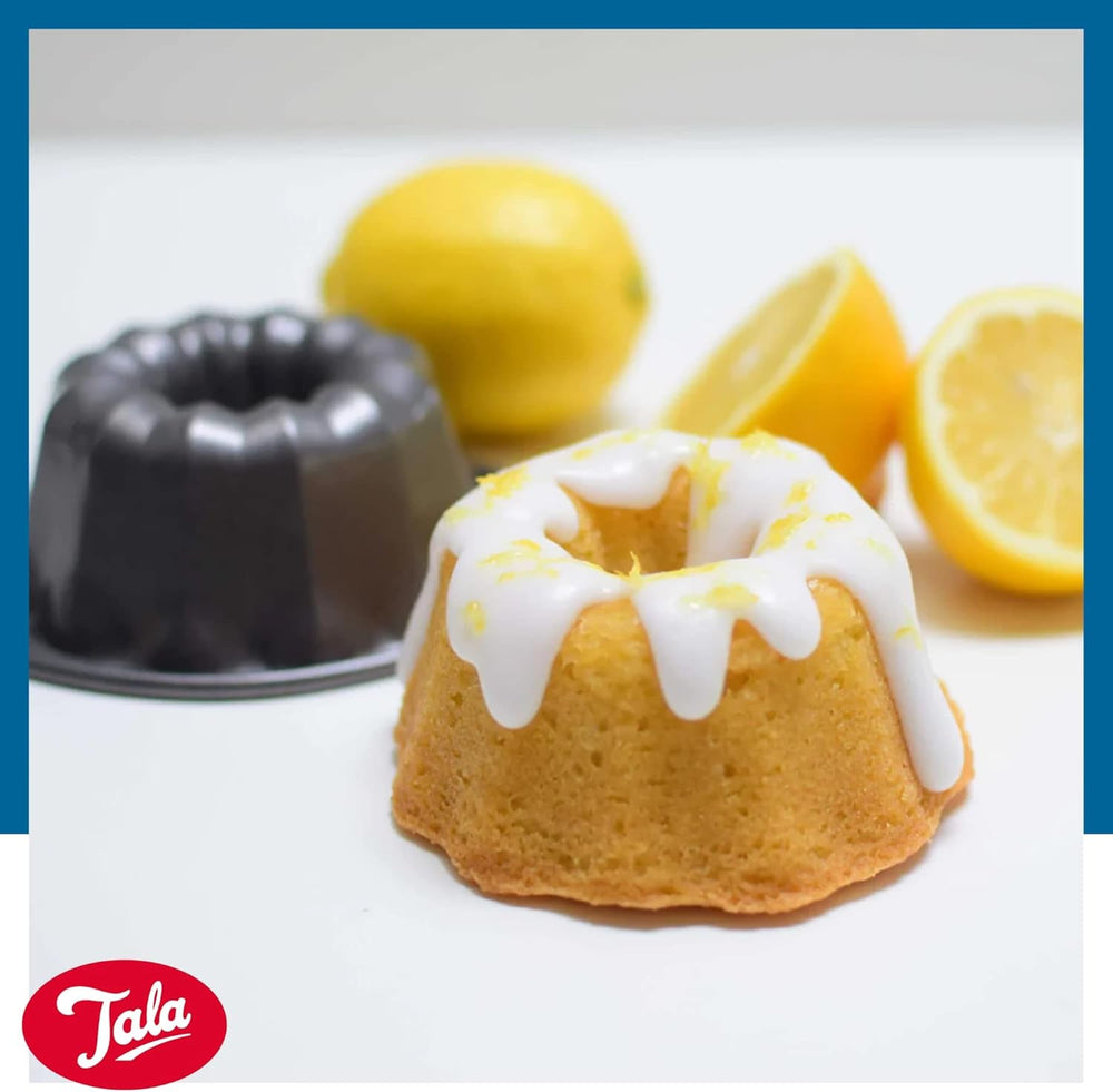 Tala Mini-Kuchenformen, Dekorativ, Antihaftend, Gugelhupf-Form, Gleichmäßige Hitzeverteilung, Gerillte Form, Karbonstahl, Breite, Flache Griffe, Spülmaschinen Und Gefrierschrankfest, 2 Stück Moldes y bandejas para hornear Naty Shop