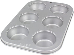 CSB108 Molde para Muffins de Acero al Carbono Antiadherente con 6 Orificios, Acero Inoxidable, Plata, 28,9 X 17,7 X 3,1 cm Moldes y Bandejas para Hornear Naty Shop
