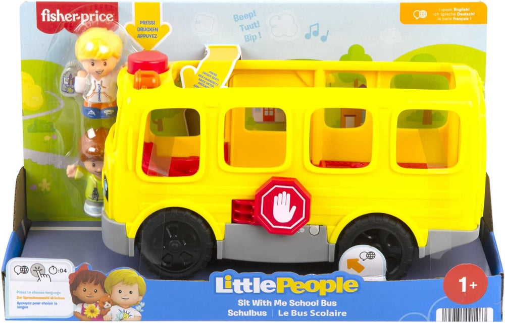 Fisher-Price HJN36 - Autobuz școlar Little People - versiune multilingvă, jucărie cu muzică pentru copii mici și preșcolari de la 1 an în sus Jucarii Bebe Naty Shop