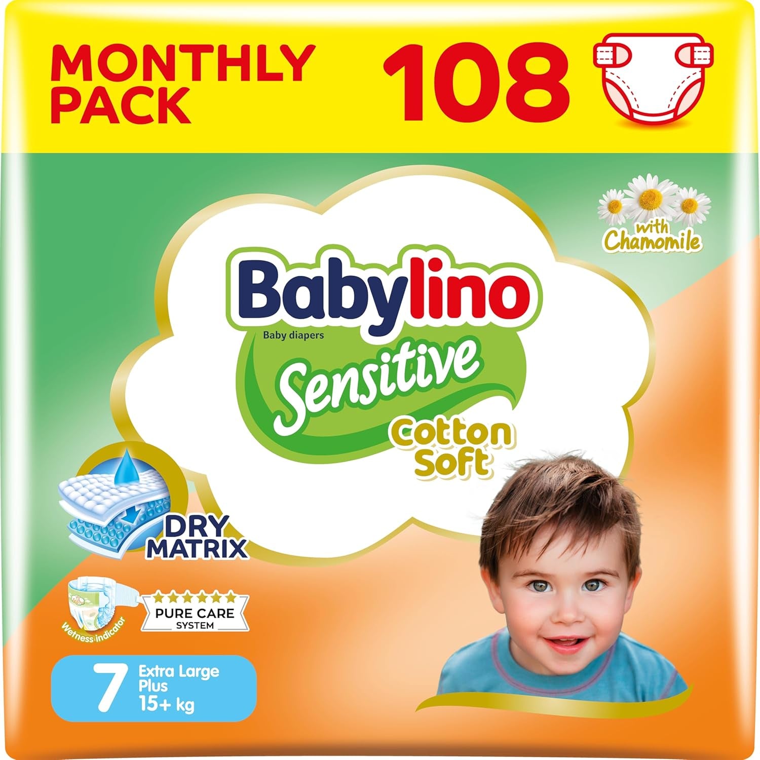 Scutece pentru bebeluși sensibili, mărimea 6, extra mari (13-18 kg), 114 scutece