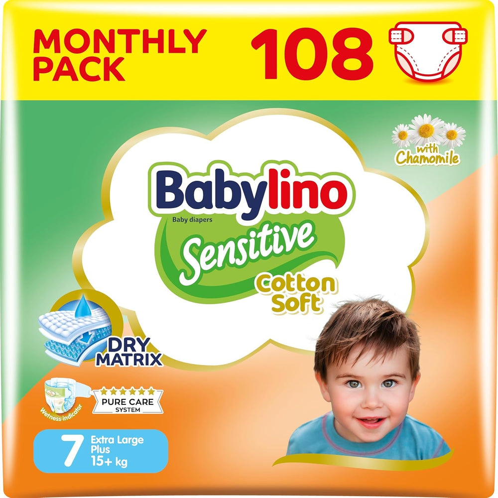 Scutece pentru bebeluși sensibili, mărimea 6, extra mari (13-18 kg), 114 scutece