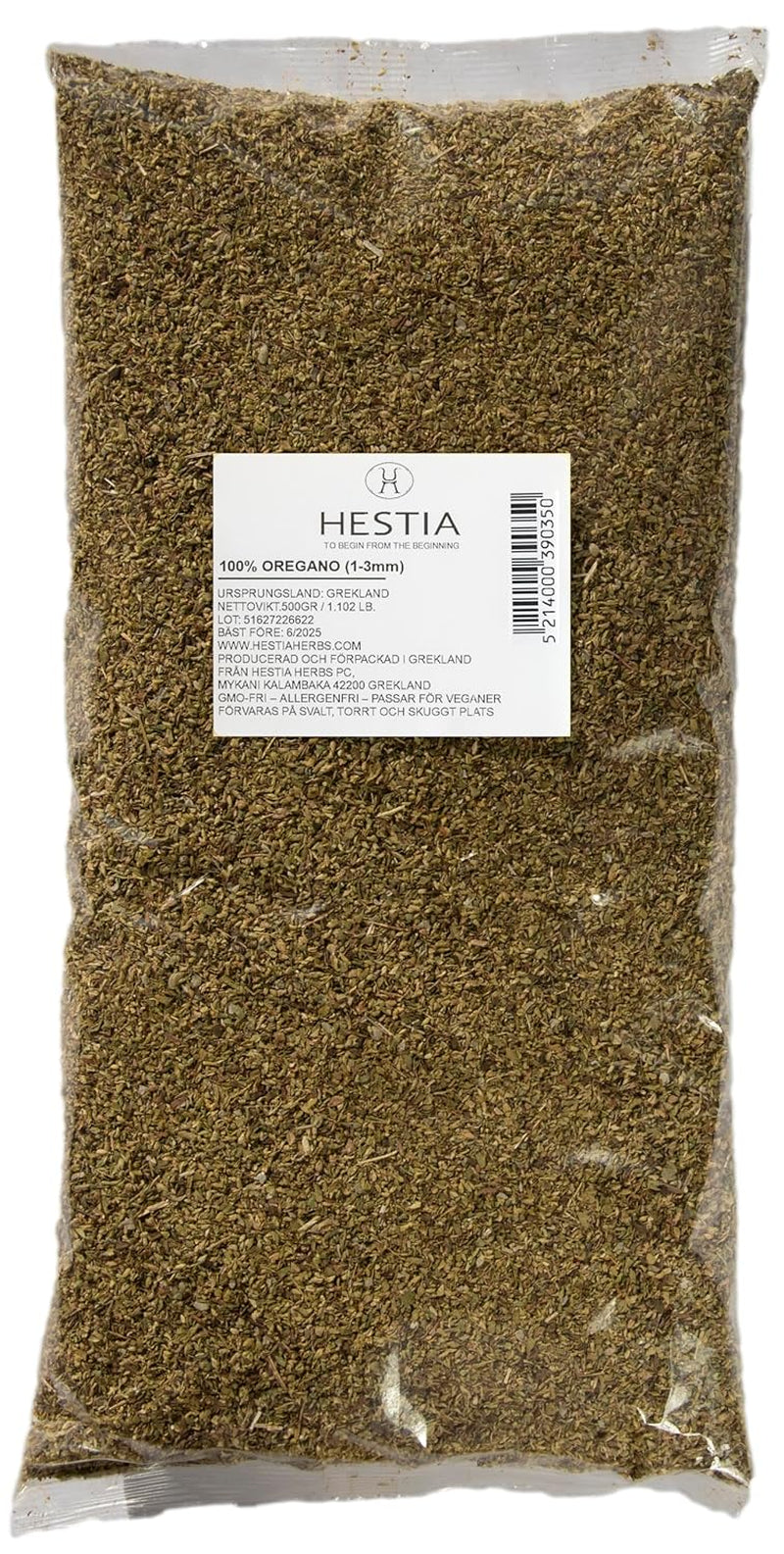 Hestia Herbs Griechischer getrechtenter Orégano 500 g, Libre de alérgenos – Vegano – Libre de GVO
