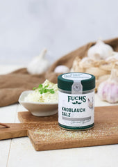 Fuchs Gewürze - Knoblauchsalz - Gewürzsalz für Dips, Saucen und Gemüse - ingredientes naturales - 90 g en wiederverwendbarer, recyclebarer Dosis