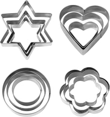 Set de 12 forme de biscuiți, din oțel inoxidabil, pentru decorarea torturilor, prăjituri cu zahăr și fursecuri