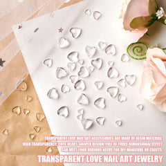 3D Herz Nail Art Charms,320 Stück Niedliche Klar Acryl Herz Nail Charms, Flatback Heart Nagel Strasssteine 4Mm 6Mm 8Mm Harz Nagelkunst Dekorationen for Frauen Mädchen DIY Maniküre Zubehör(4Mm 6Mm 8Mm)