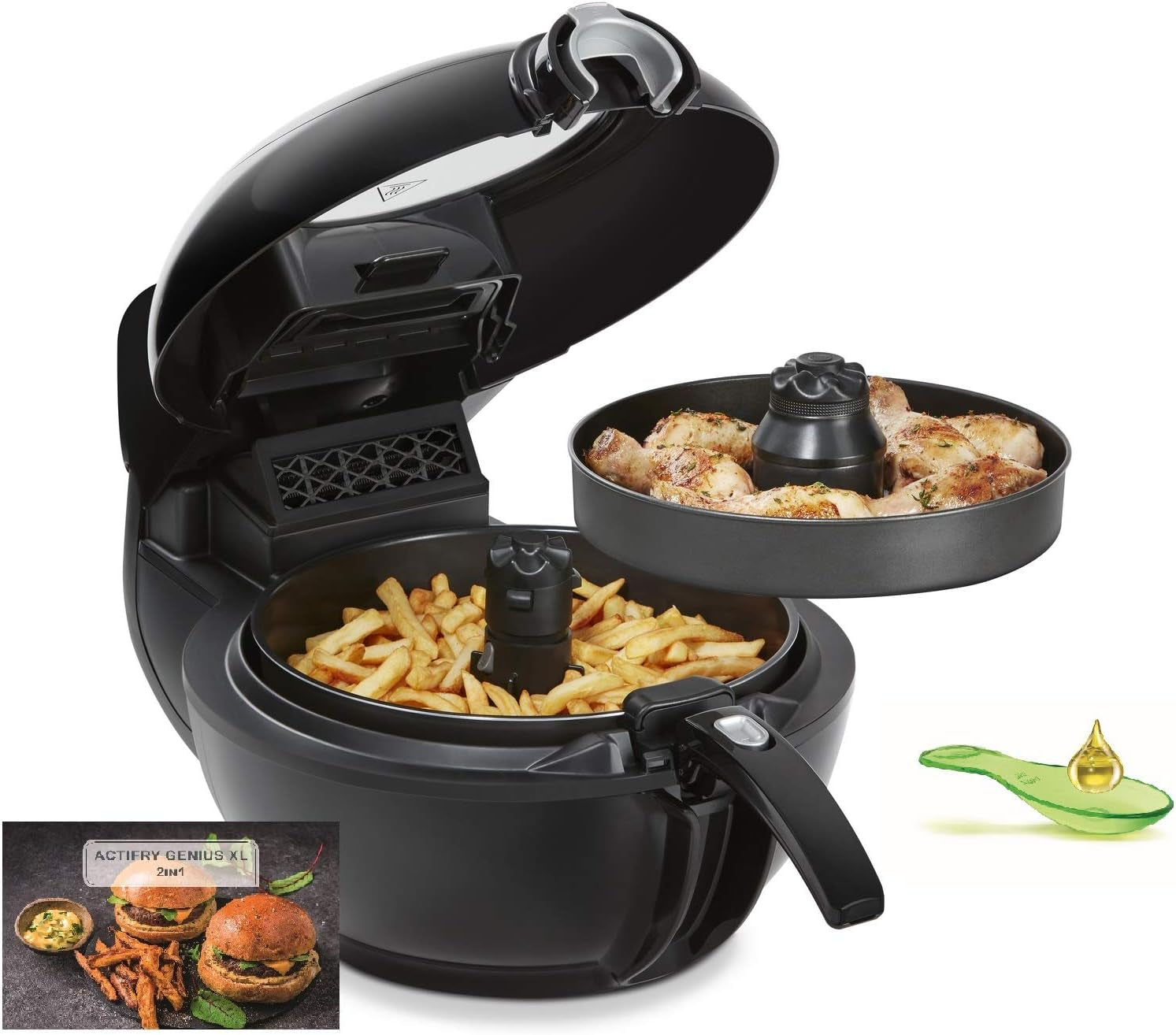 Tefal FZ7738 Actifry Genius+ Freidora de Aire Caliente, 1500 W, 1,2 Kg, 9 menús de cocción automáticos Electrodomésticos Naty Tienda Actifry Genius Xl | 2 en 1