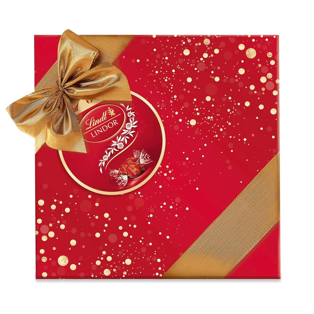 Lindt Chocolate LINDOR Mixture Silver, 26 sfere din ciocolata cu umpluturi diverse, 325 grame Bomboane de Ciocolata Naty Shop Ciocolata cu lapte - ambalaj cadou (375 grame)