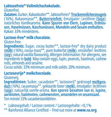 frankonia CHOCOLATE Chocolate con leche entera sin lactosa y gluten, 100 g
