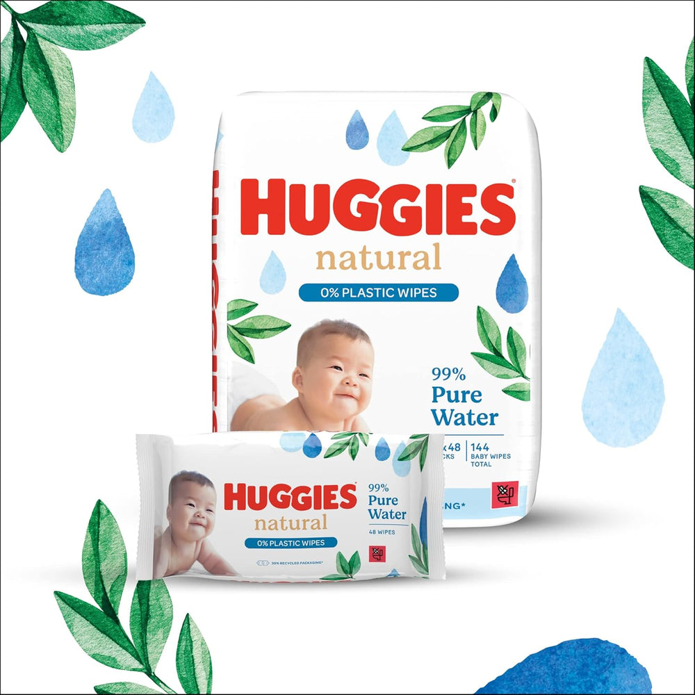 Toallitas húmedas naturales biodegradables Huggies para bebés sensibles, 8 x 48 toallitas, paquete a granel